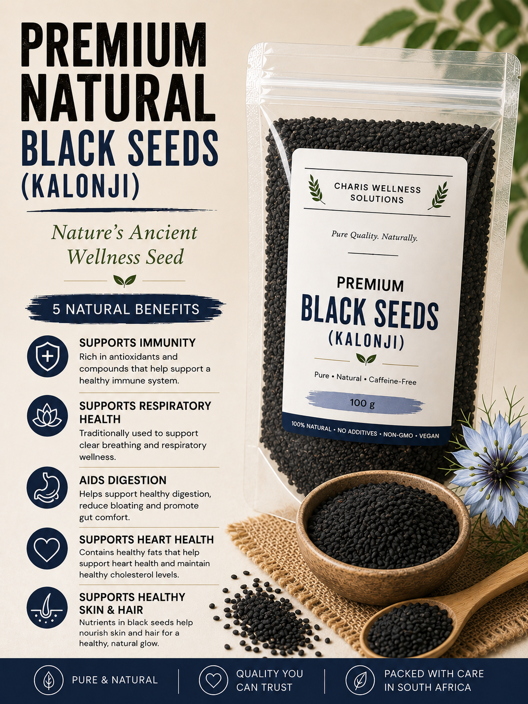 Premium Black Cumin Seeds (Kalonji) | 100% Natural | Rich in Nutrients