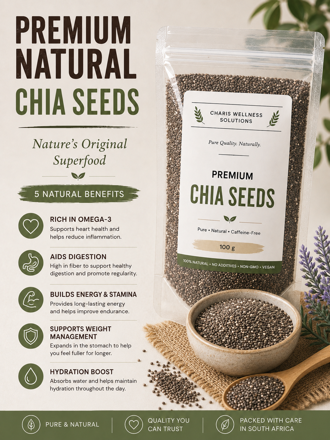 Premium Chia Seeds | 100% Natural | Rich in Fibre & Omega-3