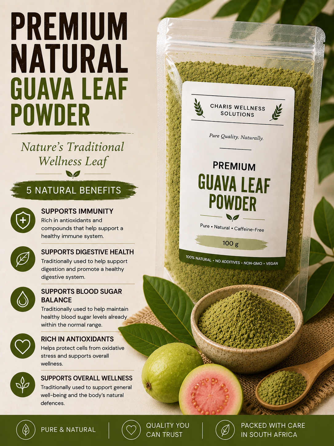 Premium Guava Leaf Powder | 100% Natural | Pure Guava Leaves