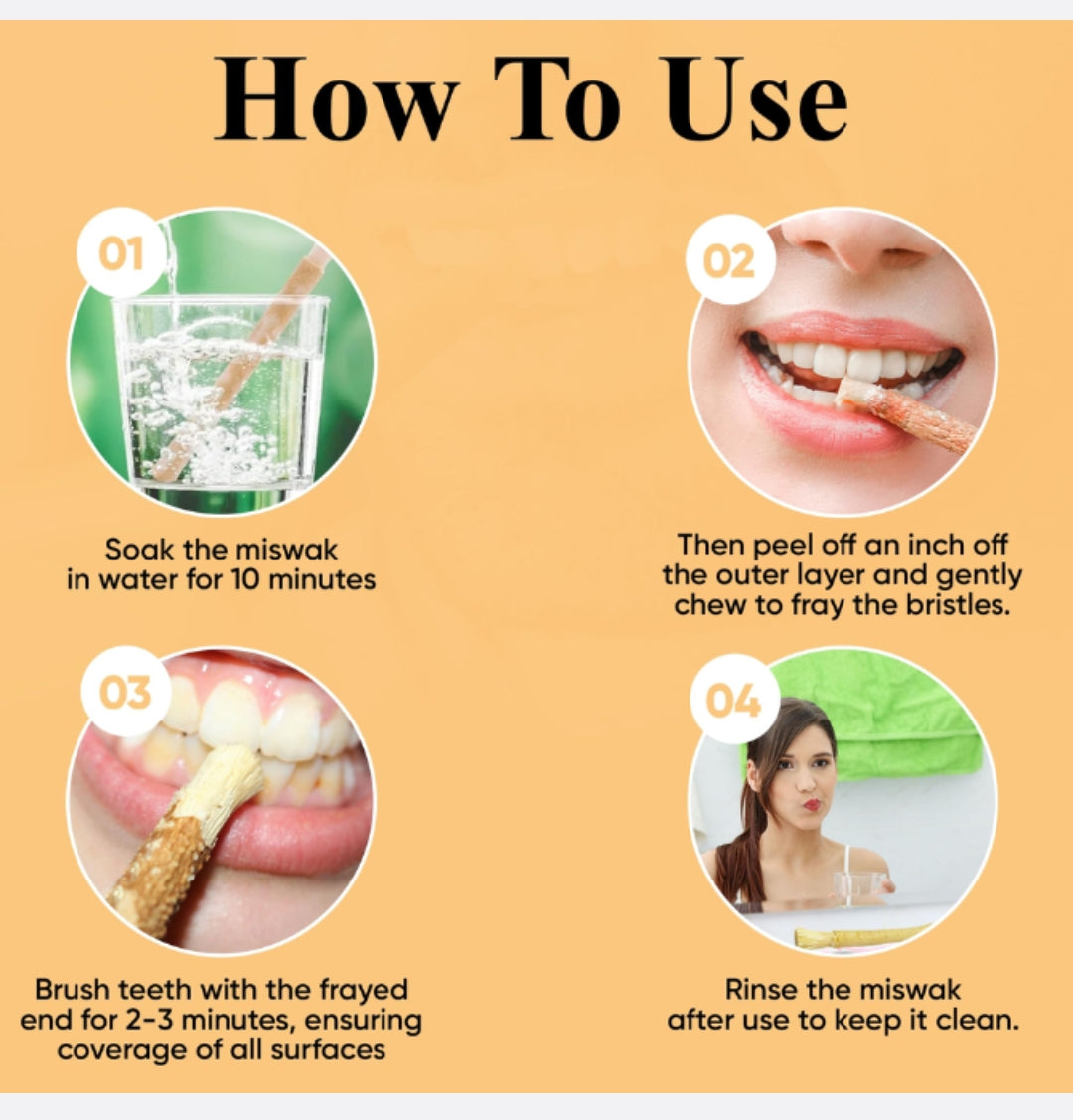 Al Khair Miswak Natural Toothbrush (8 inch) & Dabur Miswak Toothpaste (170g) Combo