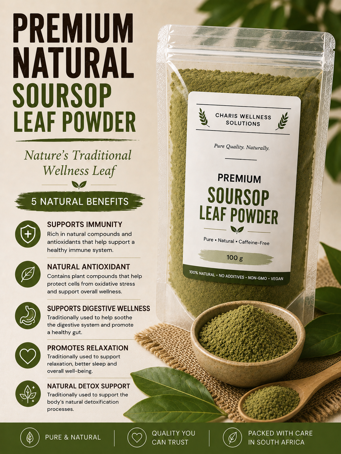 Premium Soursop Leaf Powder | 100% Natural | Pure Soursop Leaves